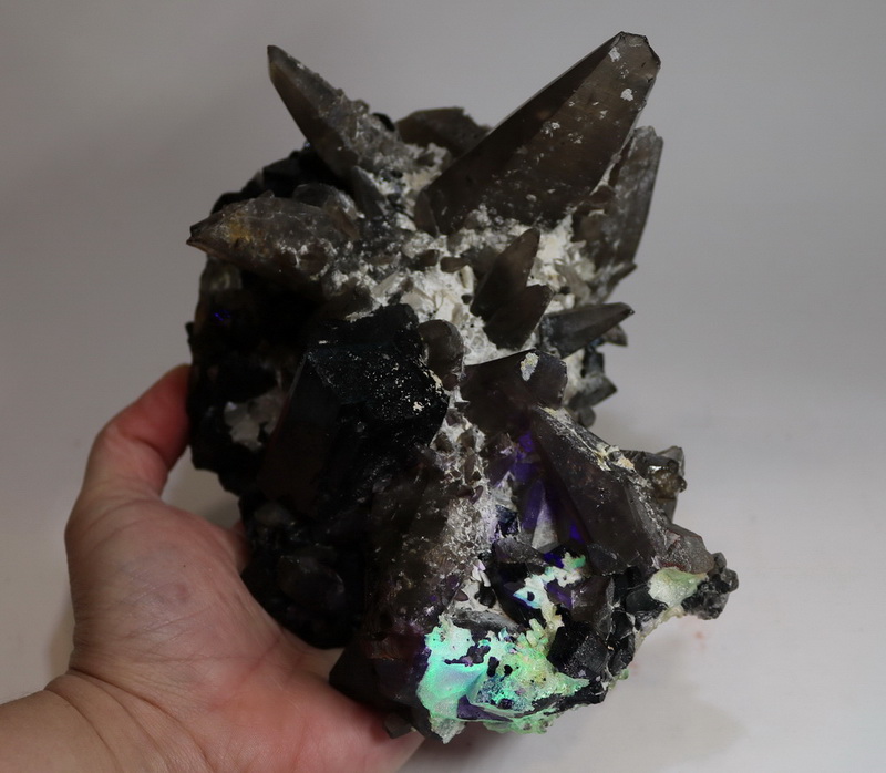 Incredible! 7,435ct Smoky Quartz, Black Tourmaline, and Hyalite Opal