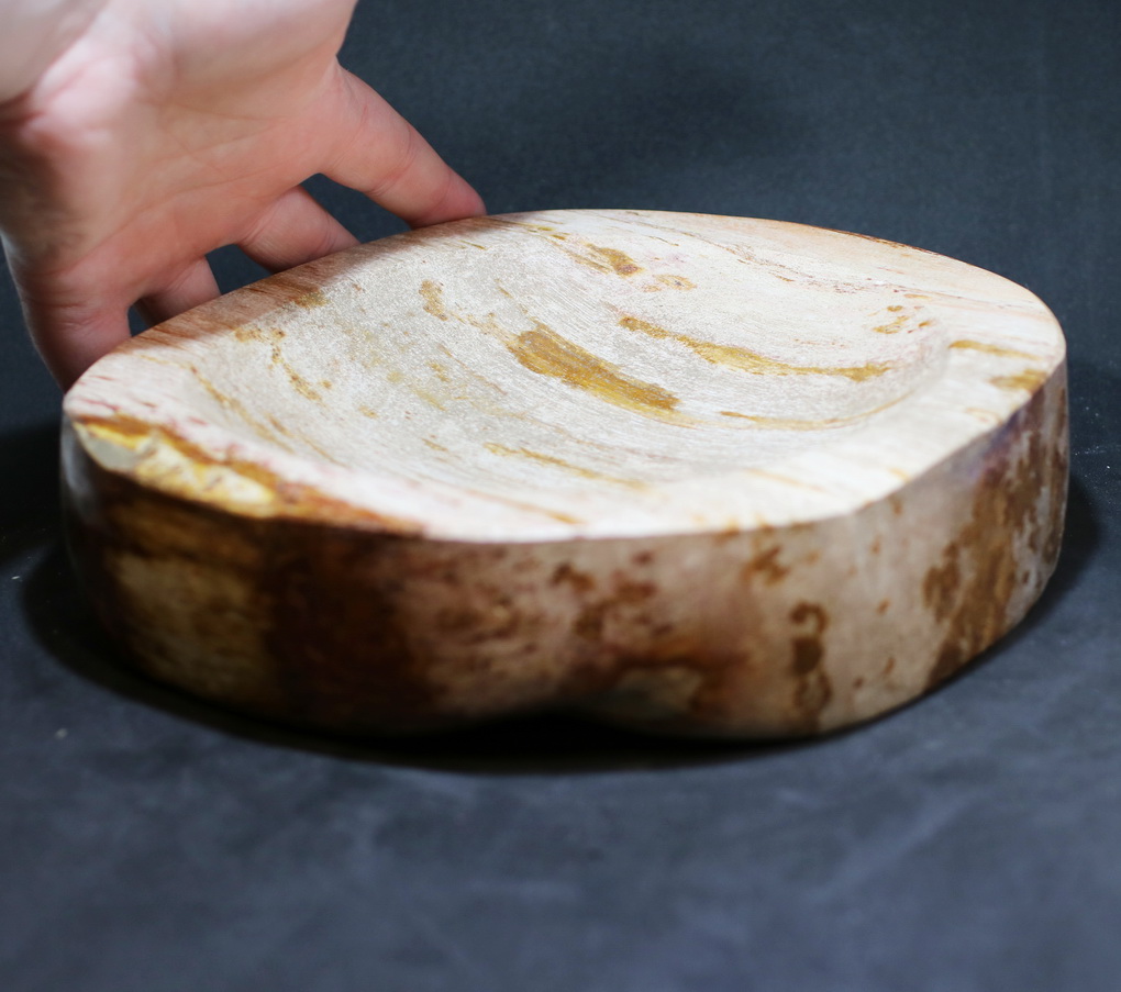 Well marbled petrified wood bowl weighing 6.95 pounds