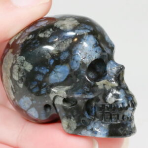 Detailed 470ct blue Aventurine Skull Carving