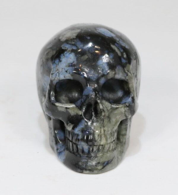 Detailed 470ct blue Aventurine Skull Carving