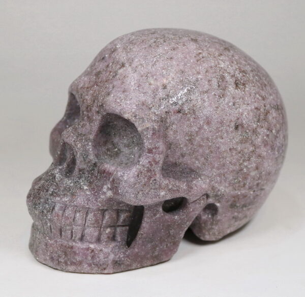 Sparkling 6,450ct Lepidolite Skull Carving