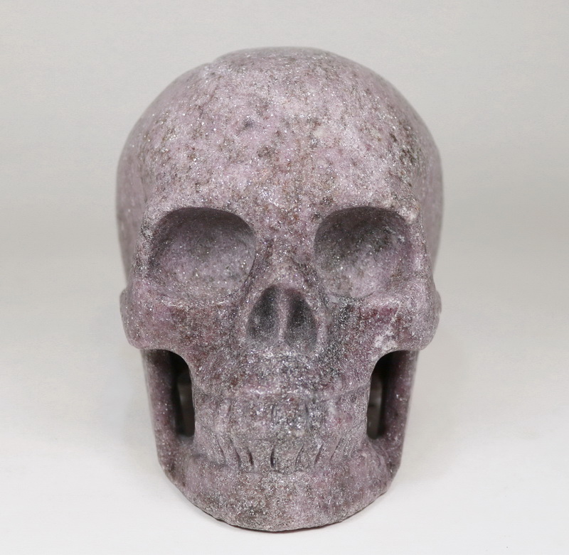 Sparkling 6,450ct Lepidolite Skull Carving