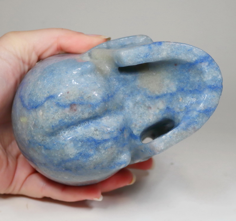 Highly detailed 6,740ct Blue Aventurine Skull Carving