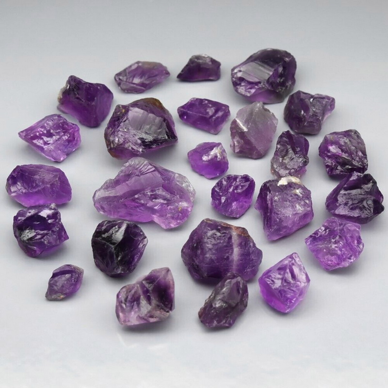 Collectable 128.40ct uncut Amethyst set