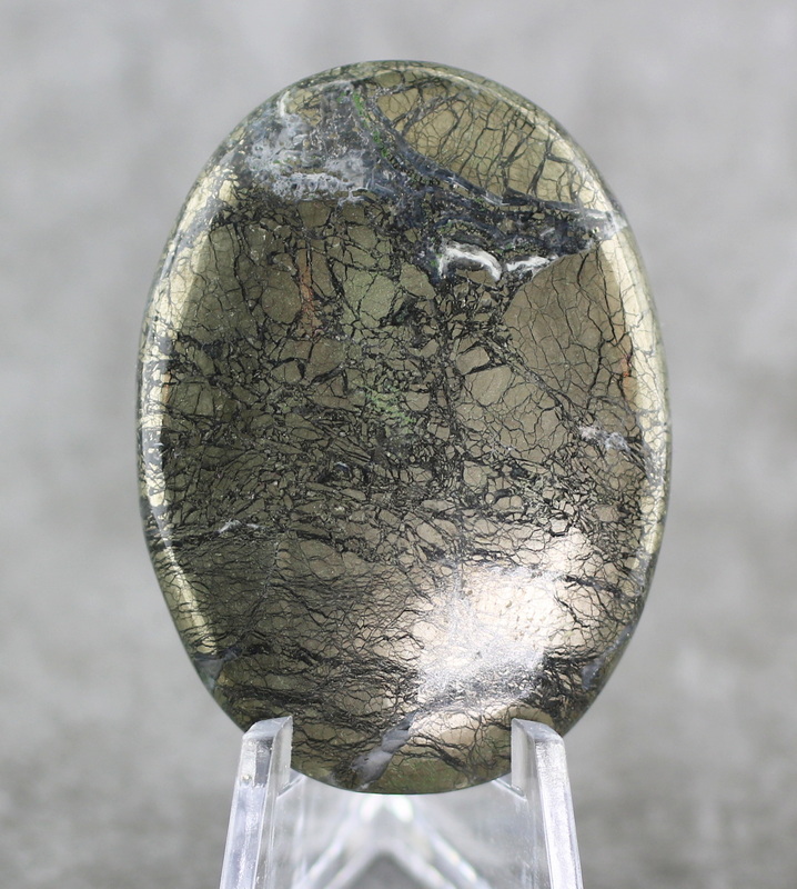 Really cool 104.26ct Nipomo Agate with Marcasite cabochon